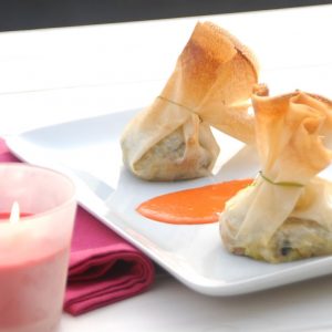 Receta de saquitos de champiñones, calabacín y queso curado