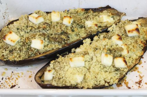 Receta de berenjenas rellenas de couscous y queso fresco