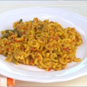 Receta de fideuá de verduras y jamón con Thermomix