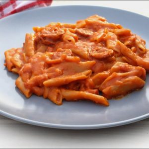Receta de macarrones con chorizo y bacon en Mambo