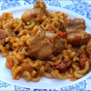 Receta de fideuá con carne en Thermomix
