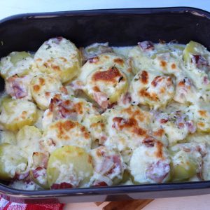 Patatas a la carbonara en Thermomix