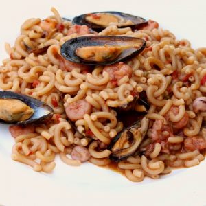 Receta de fideuá de chipirones y gambas con Thermomix