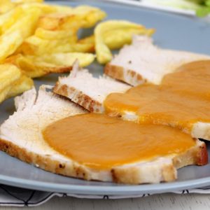 Receta de lomo de cerdo en salsa de verduras con Olla GM